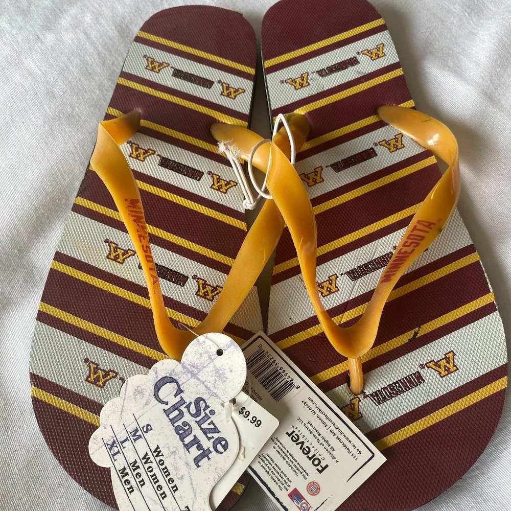 University of Minnesota Forever Collectible Flip-Flops, Unisex Size L Men 9-10